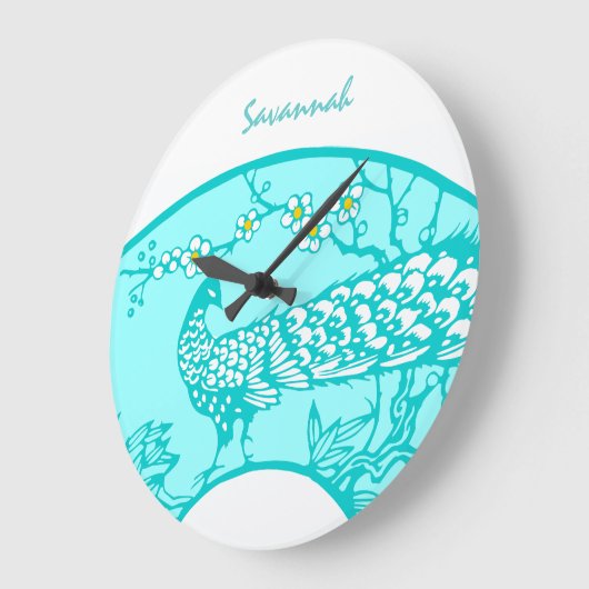 Persoonlijke Aqua Pauw Vogel Wandklok (Hoek)