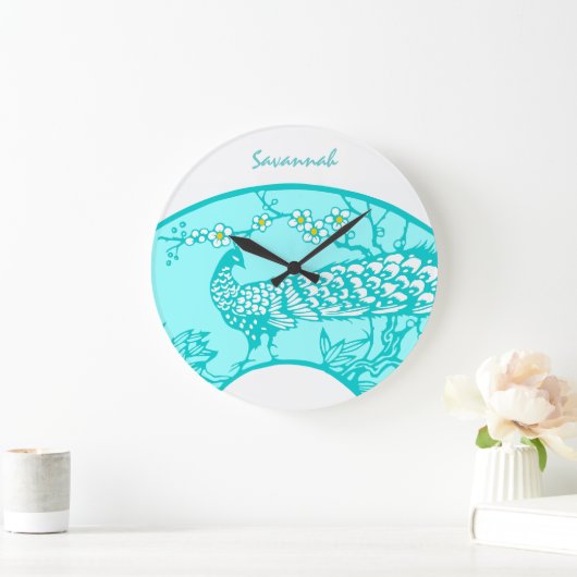 Persoonlijke Aqua Pauw Vogel Wandklok (Huis)