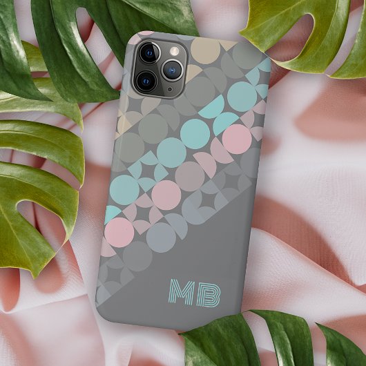 Persoonlijke Aqua Roze Grijs Midcentury Kunst Case-Mate iPhone Case
