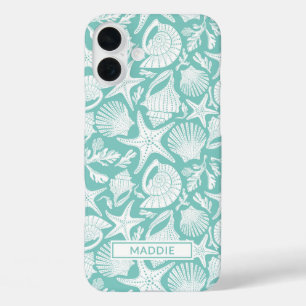 Persoonlijke Aqua Schelpen iPhone 16 Plus Hoesje