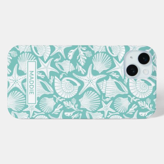 Persoonlijke Aqua Shells Case-Mate iPhone Case (Achterkant (horizontaal))