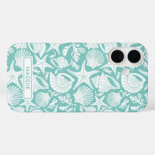 Persoonlijke Aqua Shells Case-Mate iPhone Case (Achterkant (horizontaal))