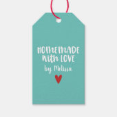 Persoonlijke Aqua Thuisgemaakt Met Liefde Hart Cadeaulabel (Voorkant)