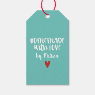 Persoonlijke Aqua Thuisgemaakt Met Liefde Hart Cadeaulabel