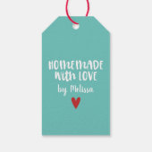 Persoonlijke Aqua Thuisgemaakt Met Liefde Hart Cadeaulabel (Achterkant)