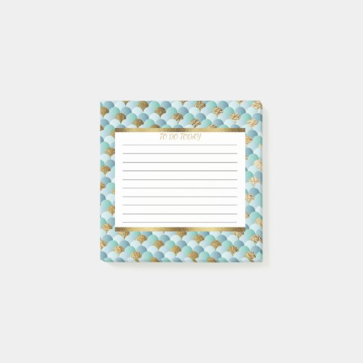 Persoonlijke Aqua Turquoise Gouden Zeemeermin Schu Post-it® Notes (Voorkant)
