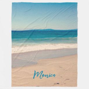Persoonlijke Aqua Turquoise Strand Foto Fleece Deken