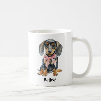 Persoonlijke Aquarel Dachshund Hond Coquette Strik Koffiemok