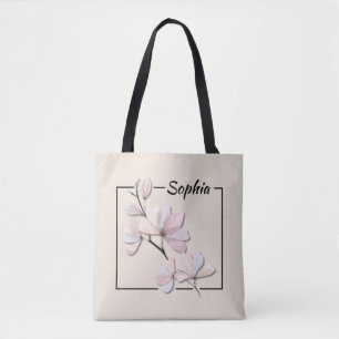 Persoonlijke Aquarel Magnolia Bloem Boodschappenta Tote Bag