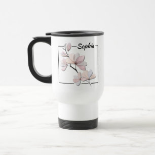 Persoonlijke Aquarel Magnolia Bloem Reisbeker