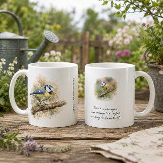 Persoonlijke aquarel Pimpelmees inspirerend Koffiemok