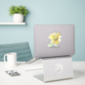Persoonlijke Aquarel Zonnebloem Sticker (Laptop op bureau)