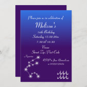 Persoonlijke Aquarius Sterrenbeeld Feest Uitnodigi Kaart (Voorkant / Achterkant)