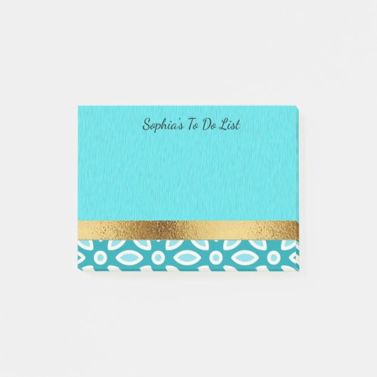 Persoonlijke Arctische Blauwe Turquoise Wit Goud Post-it® Notes (Voorkant)