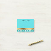Persoonlijke Arctische Blauwe Turquoise Wit Goud Post-it® Notes (Op bureau)
