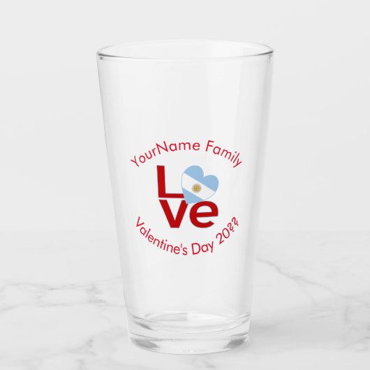 Persoonlijke Argentijnse Rode LOVE Vlag Glas (Voorkant)
