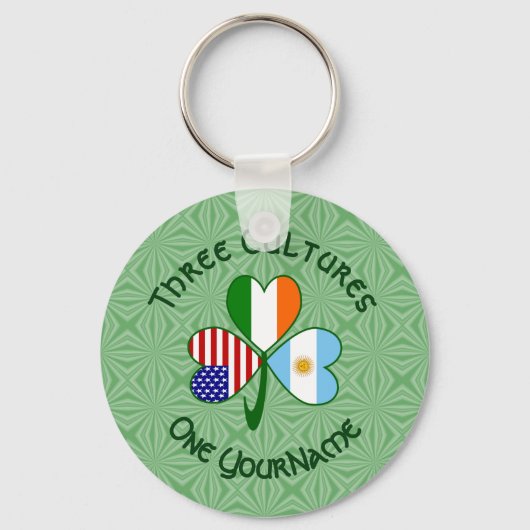 Persoonlijke Argentinië Ierland VS Shamrock Sleutelhanger (Voorkant)