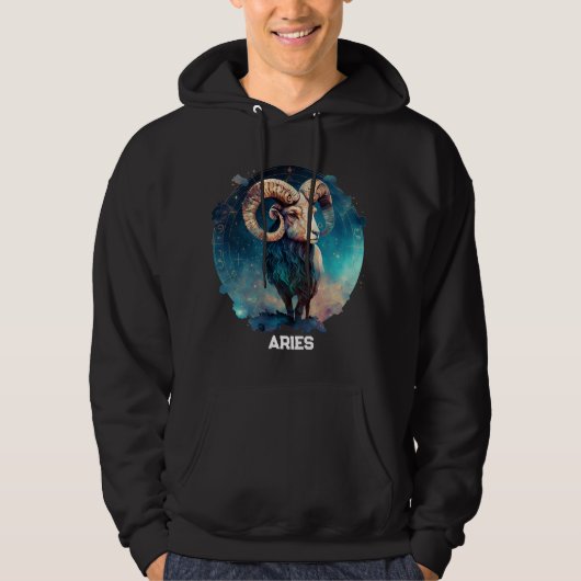 Persoonlijke Aries Zodiac Astrologie Ram Verjaarda Hoodie (Voorkant)