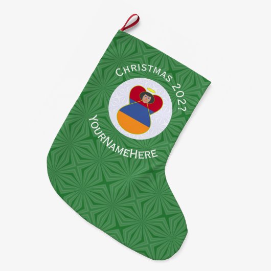 Persoonlijke Armeense Vlag Engel Kerst Grote Kerstsok (Voorkant (Hangend))