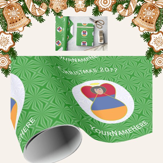Persoonlijke Armeense Vlag Kerstengel Cadeaupapier
