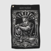 Persoonlijke Art Deco Golfhanddoek (Voorkant)