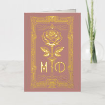 Persoonlijke Art Deco Goud Folie Roos Kaart
