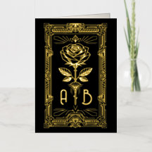 Persoonlijke Art Deco Goud Folie Roos Kaart