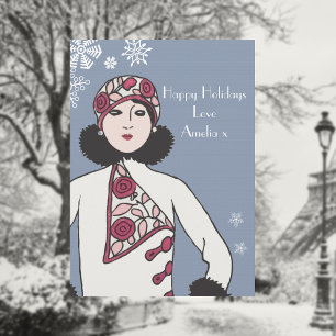 Persoonlijke Art Deco-stijl Kerstmis Feestdagenkaart