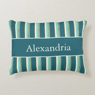 Persoonlijke Art Deco Turquoise, Groen & Gouden St Accent Kussen
