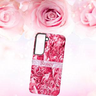 Persoonlijke Artistieke Roze Roos Naam Samsung Galaxy Hoesje
