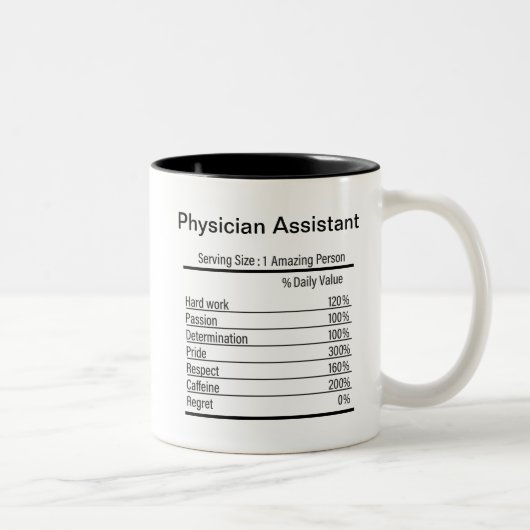Persoonlijke arts assistent-voedingsfeiten tweekleurige koffiemok (Rechts)