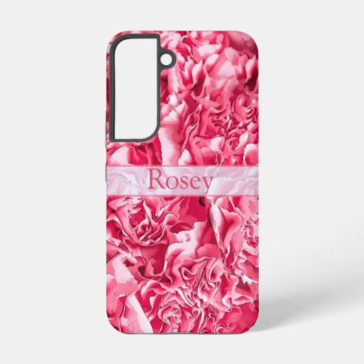 Persoonlijke Artsy Roze Roos Naam Samsung Galaxy Hoesje (Achterkant)