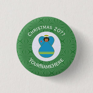 Persoonlijke Arubaanse Vlag Engel Kerst Ronde Button 3,2 Cm