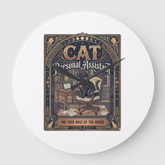 Persoonlijke assistent kat Grappige eigenaar kat H Grote Klok (Voorkant)