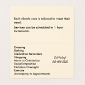 Persoonlijke assistent-Visitekaartjes Gezondheidss Visitekaartje (Binnenkant ongevouwen)