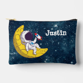 Persoonlijke astronaut op de maan met raket etui
