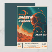 Persoonlijke Astronaut Outer Space Verjaardagsfees Kaart (Voorkant / Achterkant)