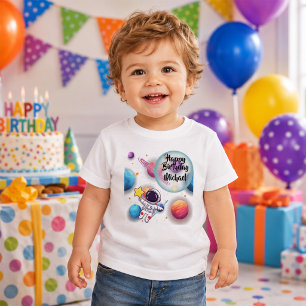 Persoonlijke astronaut & planeten verjaardags-t-sh kinder shirts