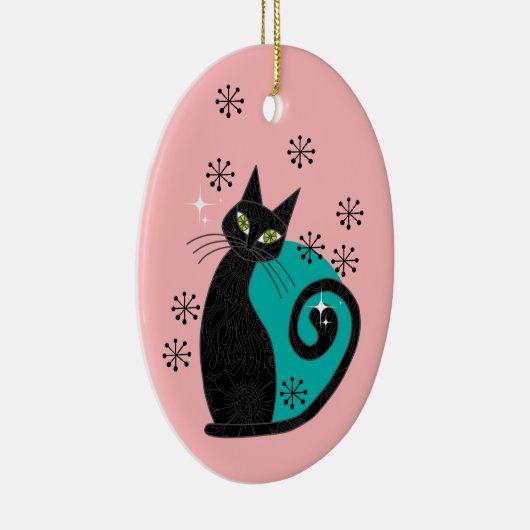 Persoonlijke atoomkat uit de middeleeuwen Kerstmis Keramisch Ornament (Rechts)