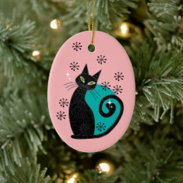 Persoonlijke atoomkat uit de middeleeuwen Kerstmis Keramisch Ornament