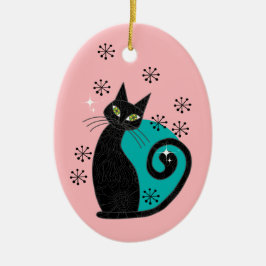 Persoonlijke atoomkat uit de middeleeuwen Kerstmis Keramisch Ornament