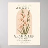 Persoonlijke August Gladiolus Geboortebloem Poster (Voorkant)