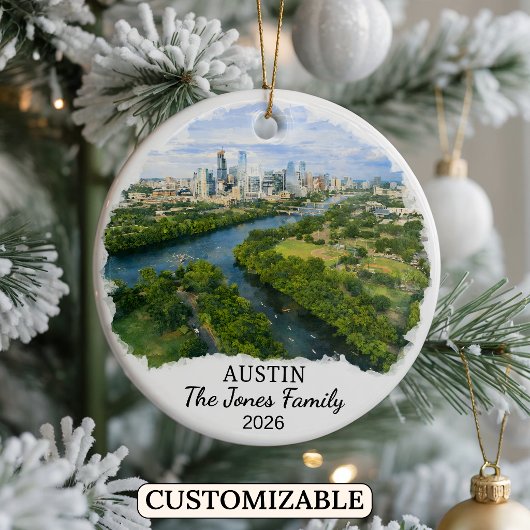 Persoonlijke Austin-versiering, op maat gemaakte T Keramisch Ornament