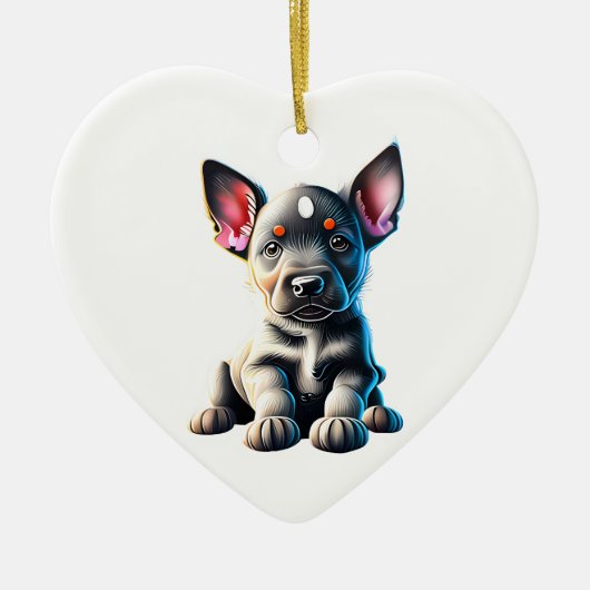 Persoonlijke Australische Cattle Dog Puppy Keramisch Ornament (Voorkant)