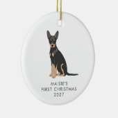 Persoonlijke Australische Kelpie Hond Eerste Kerst Keramisch Ornament (Rechts)