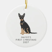 Persoonlijke Australische Kelpie Hond Eerste Kerst Keramisch Ornament (Voorkant)