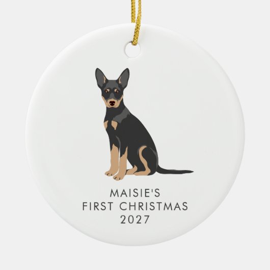 Persoonlijke Australische Kelpie Hond Eerste Kerst Keramisch Ornament (Voorkant)
