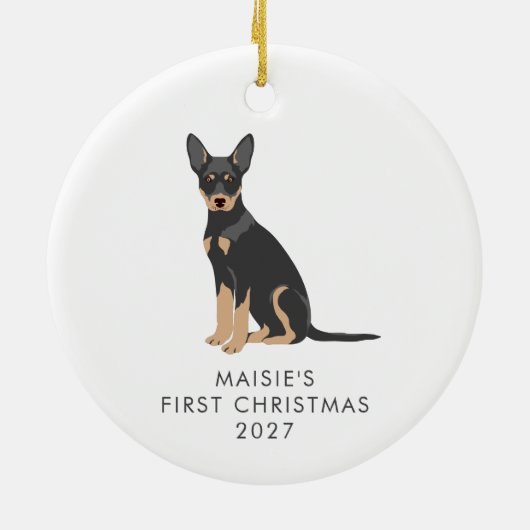 Persoonlijke Australische Kelpie Hond Eerste Kerst Keramisch Ornament (Achterkant)