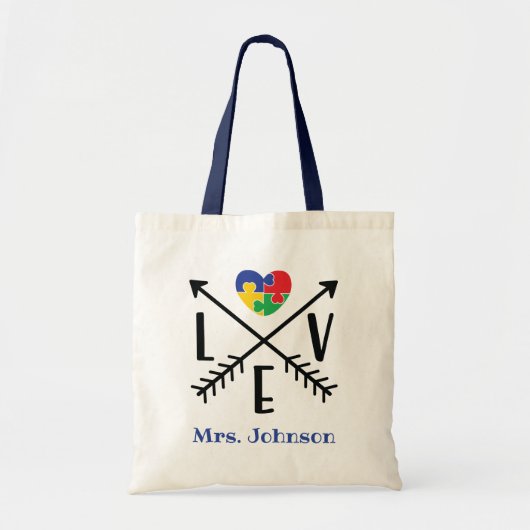 Persoonlijke autisme Teacher Love Tote Bag (Voorkant)