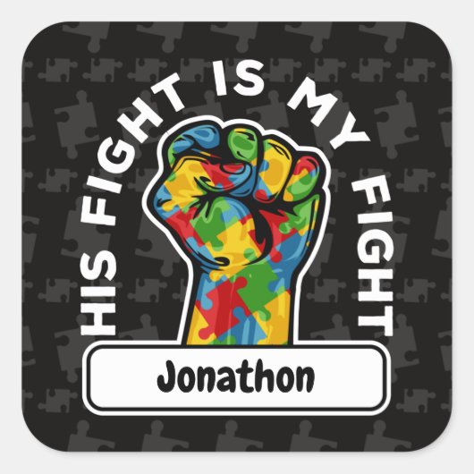 Persoonlijke autisme Zijn gevecht is mijn strijd Vierkante Sticker (Voorkant)